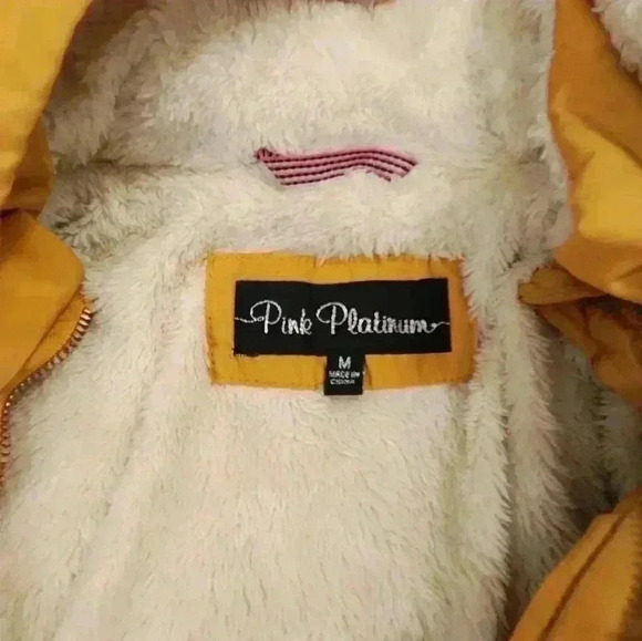 Pink Platinum Yellow Faux Fur Puffer Women's Jacket Size M #T454 - Picture 4 of 8